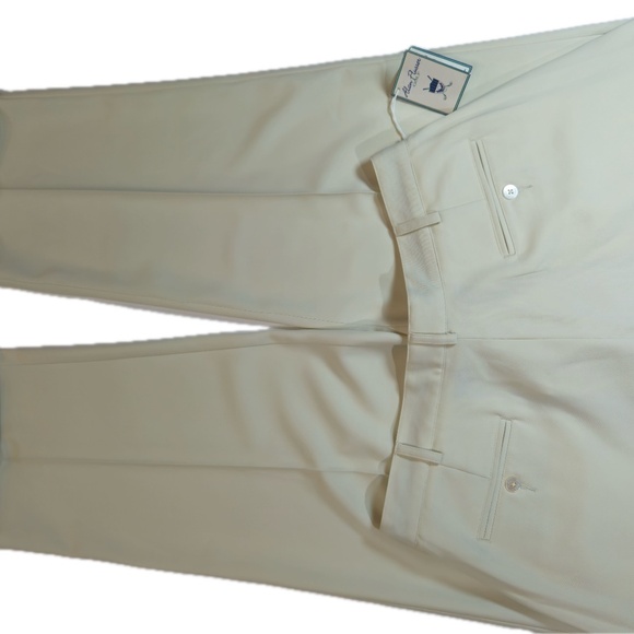 Alan Flusser Golf Pants Mens 34x30 String Pleated Front Performance Dress Cream - Picture 9 of 9